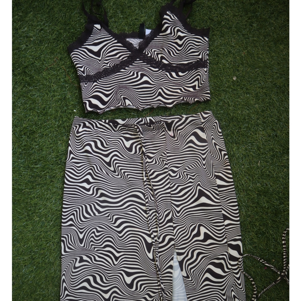 Two-piece ribbed jersey tank skirt set